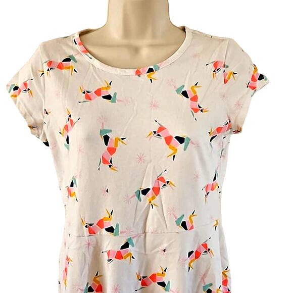 Cat & Jack Girls Unicorn Print Skater Dress - Size XL (14-16), Short Sleeve - Picture 3 of 8